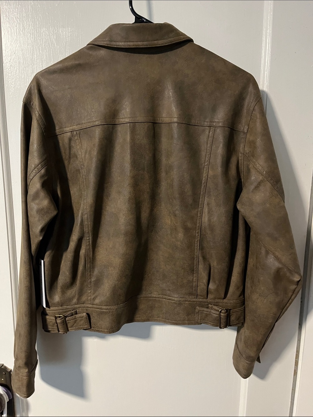 Tribal Olive Brown Leather Jacket - Picture 4 of 4